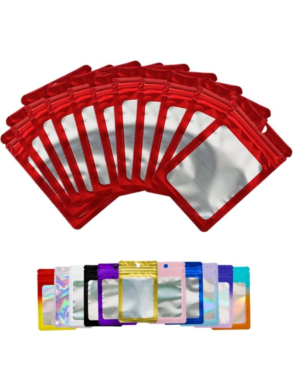 100 PCS Holographic Resealable Mylar Bags - Smell Proof Food Storage Pouches